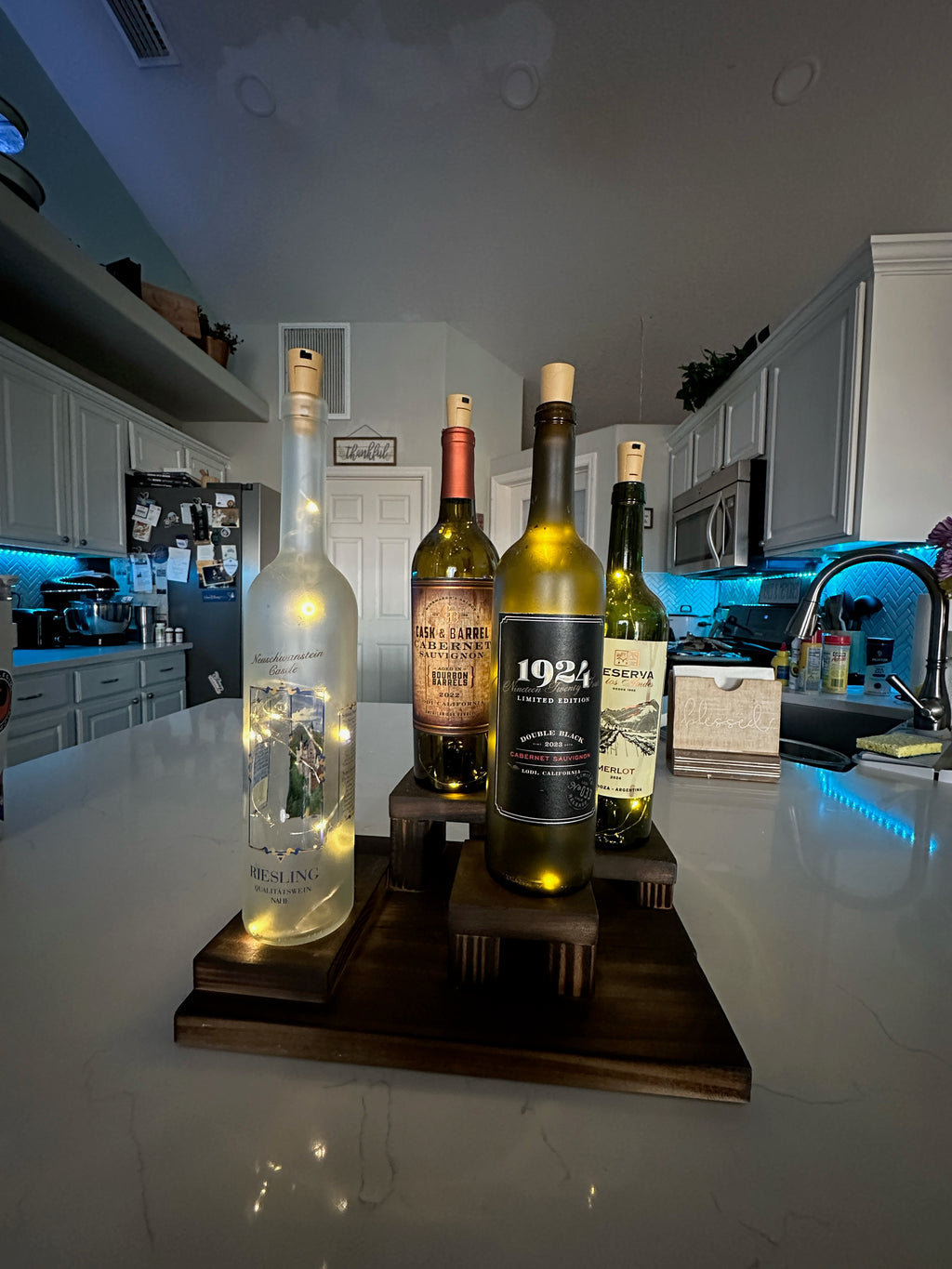 Handmade Wooden Wine Bottle Display