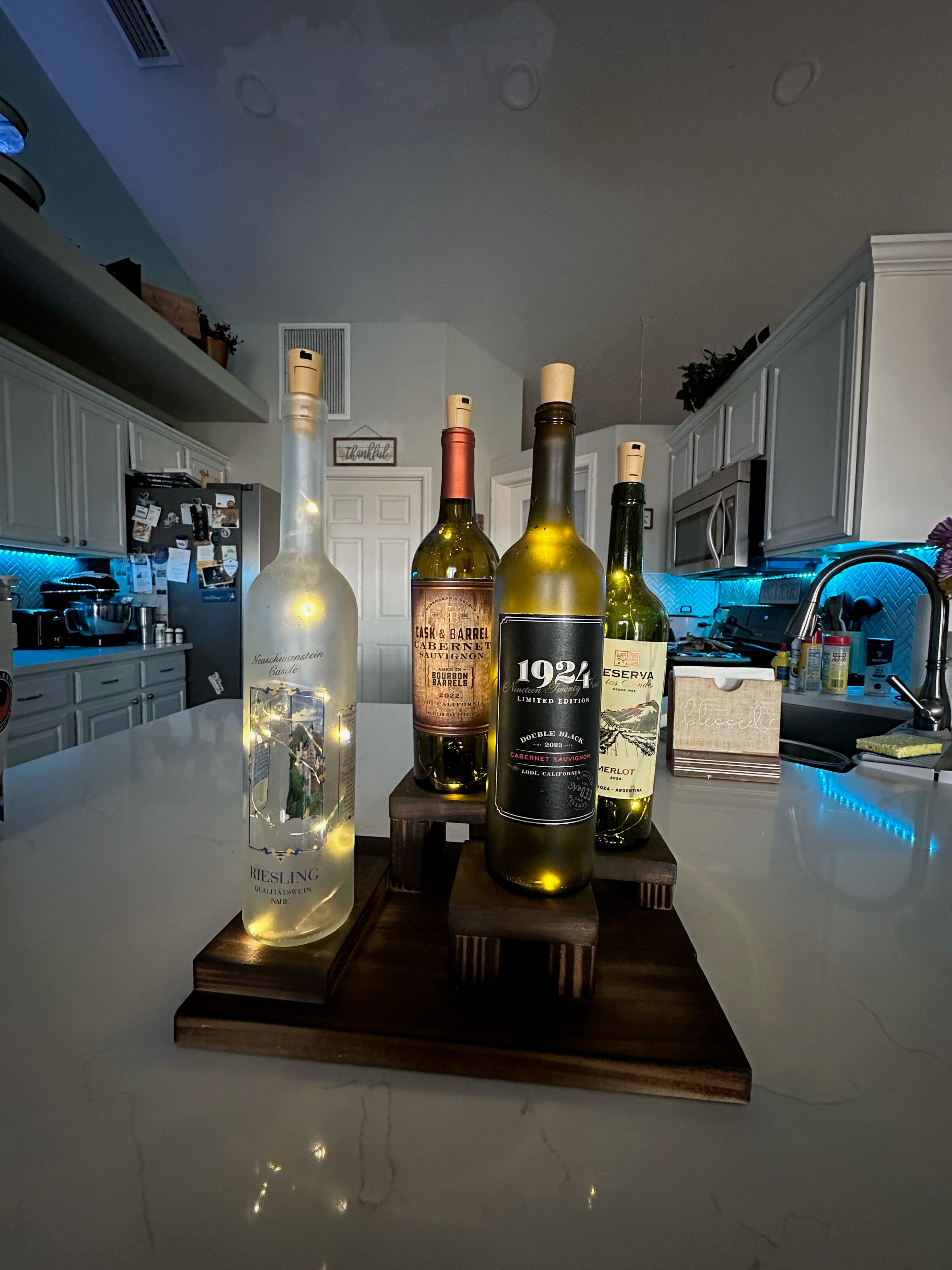 Handmade Wooden Wine Bottle Display