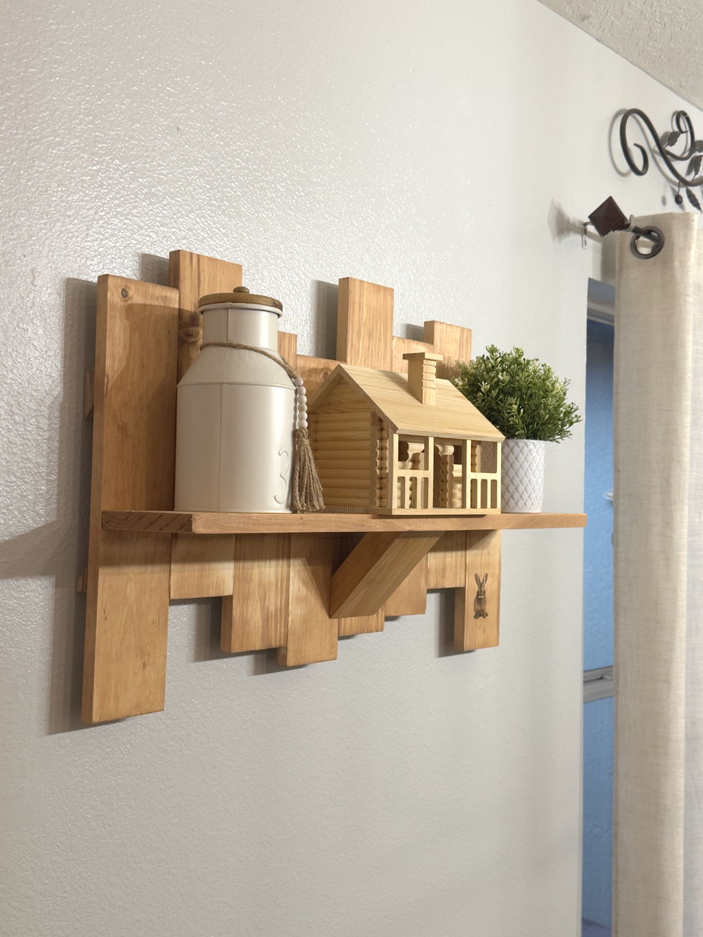 Rustic Handcrafted Wooden Wall Shelf